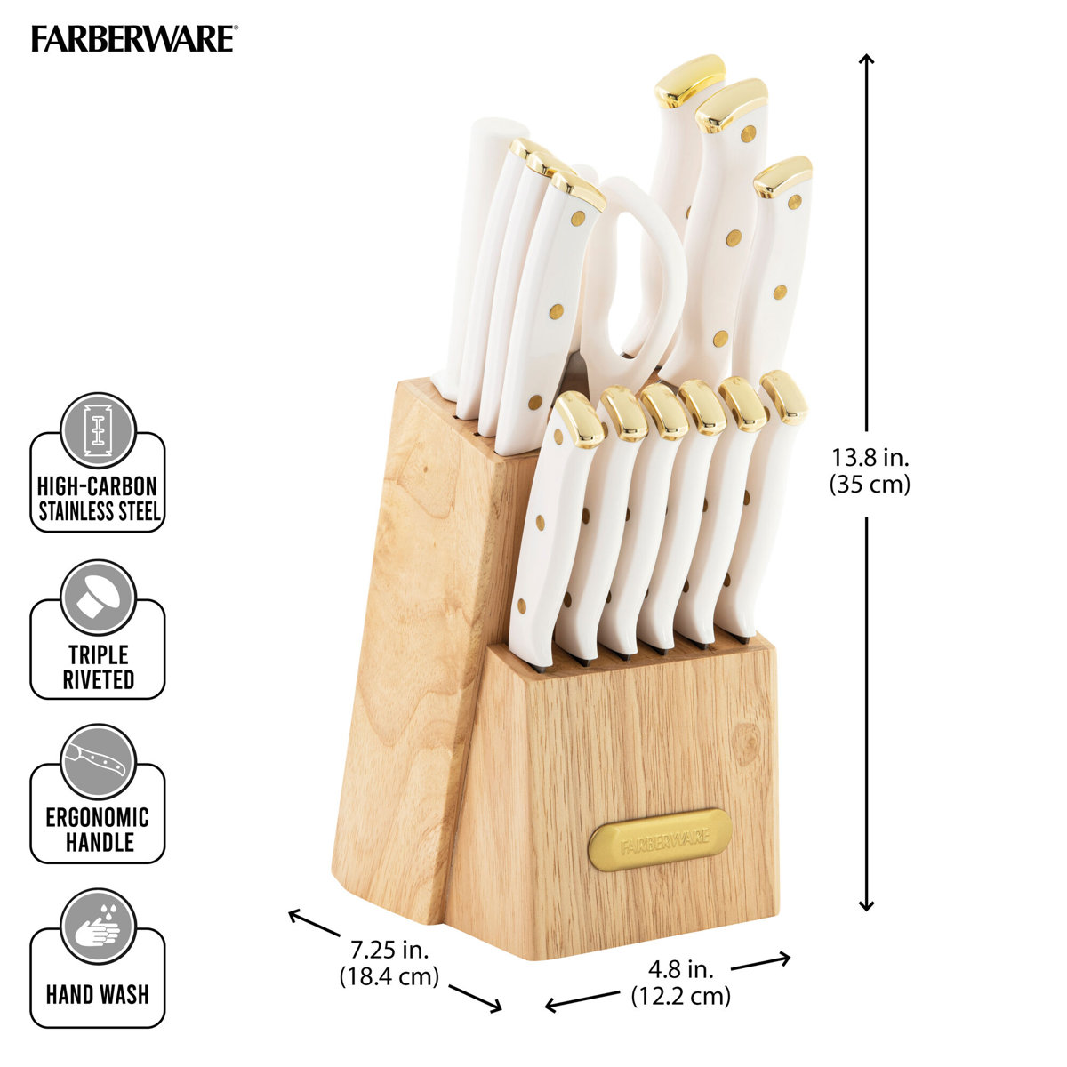 Farberware 15-Piece Triple Riveted Knife Block Set
